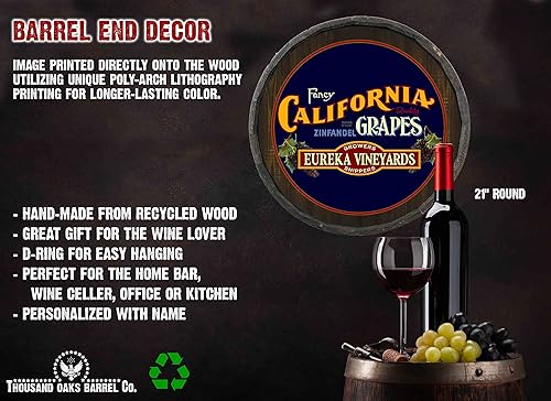 Vista 354 de THOUSAND OAKS BARREL CO. Personaliza el letrero de un cuarto de barril con cócteles de gato negro, barril de vino hecho de madera de roble de alta