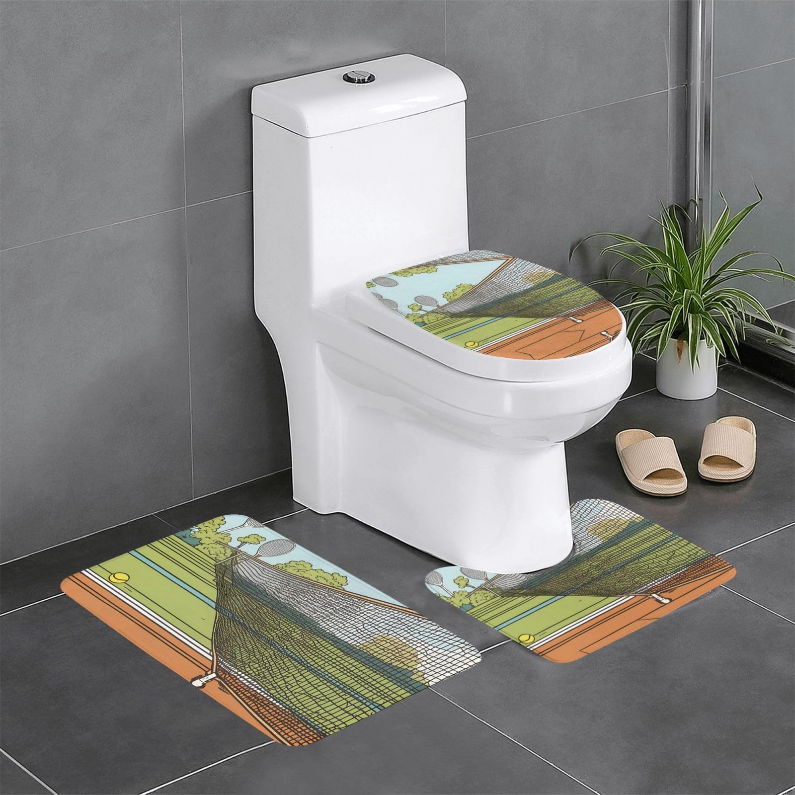 Tapis de salle de bain pour toilettes et coiffeuse au motif sport original
