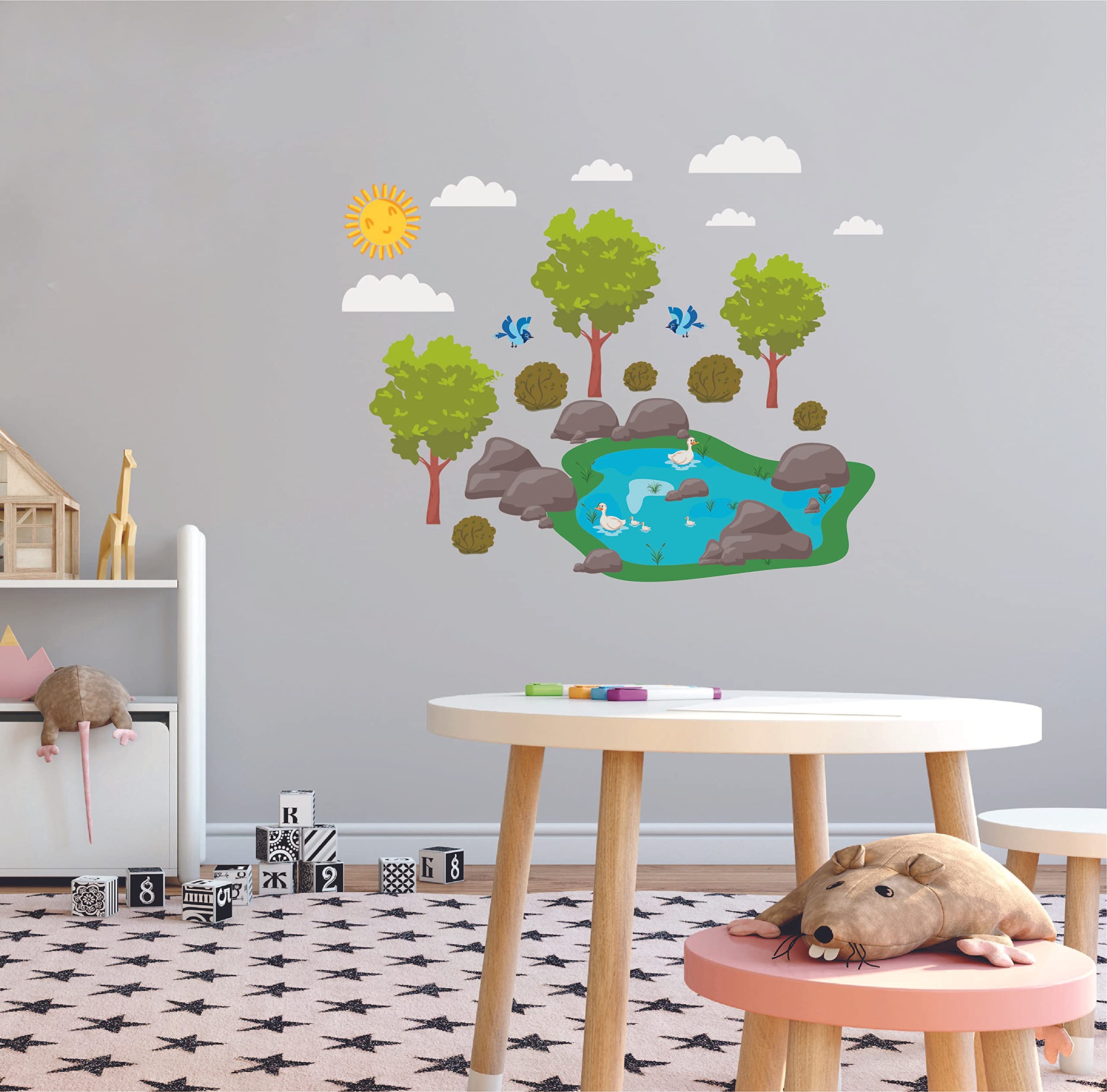 The City - DIY Vinyl Adhesive Kids Bedroom Decal Art Scenery Decoration Nature Design Home Wall Decal Sheet - Removable Sticker Build A Scenery Stick and Peel for Readjustment Wall Décor 18.2" x 18"