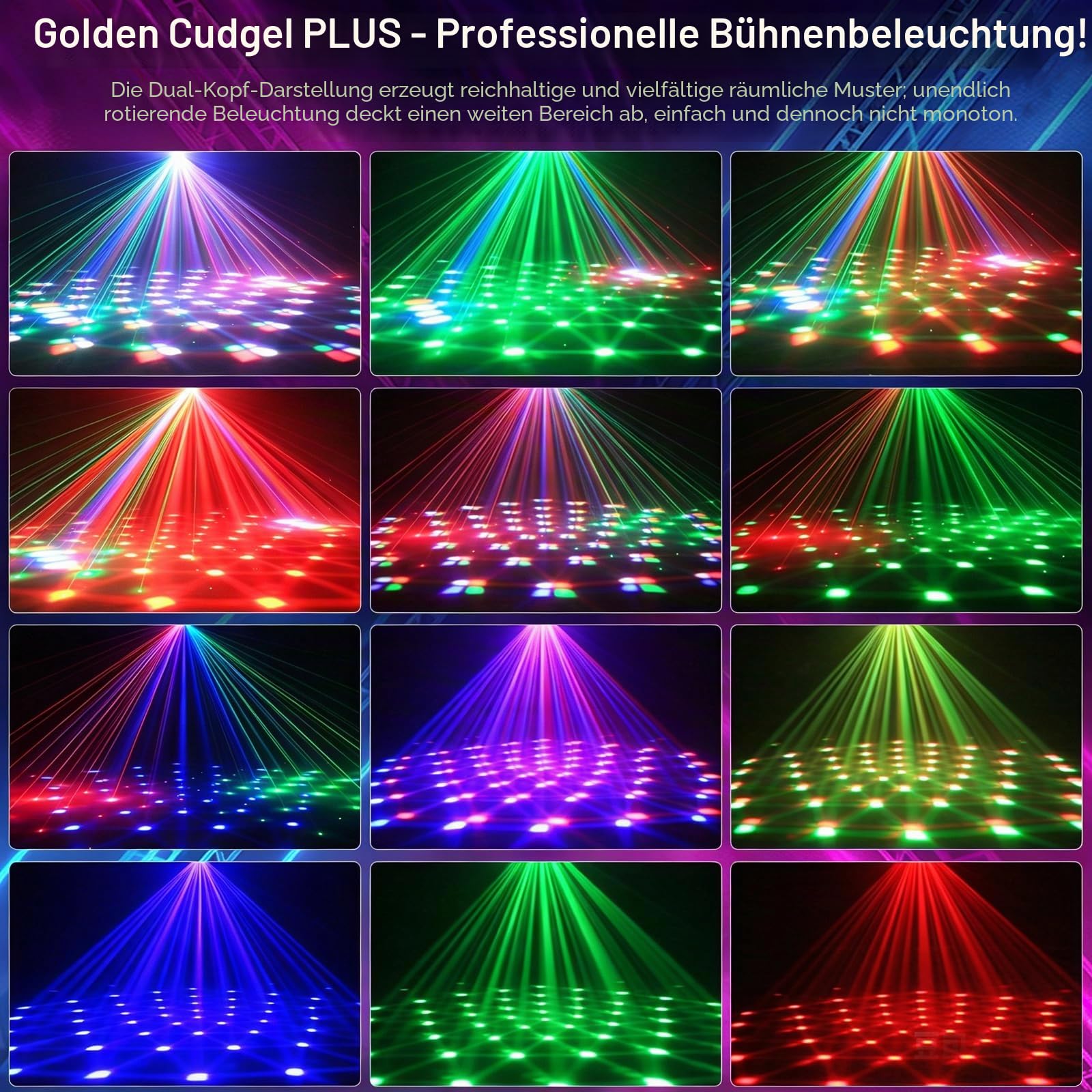 Moving Head Discolicht Partylicht, LED RGB DMX512 Stage Moving Head Licht, Doppelkopf Beam Magic Ball, 5 Steuerungsmodi, geeignet für DJ, Bar, Geburtstagsfeiern, Disco-Partys