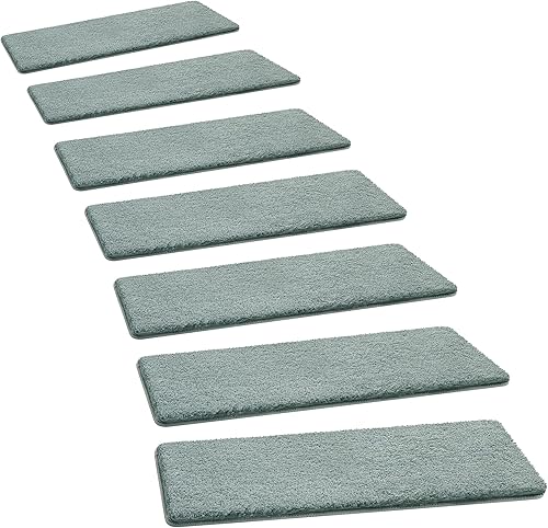 Miniatura 134 de PURE ERA - Alfombras para peldaños, de felpa suave, con bordes redondeados, de interiores, aptas para mascotas, antideslizantes, sin cinta, lavables