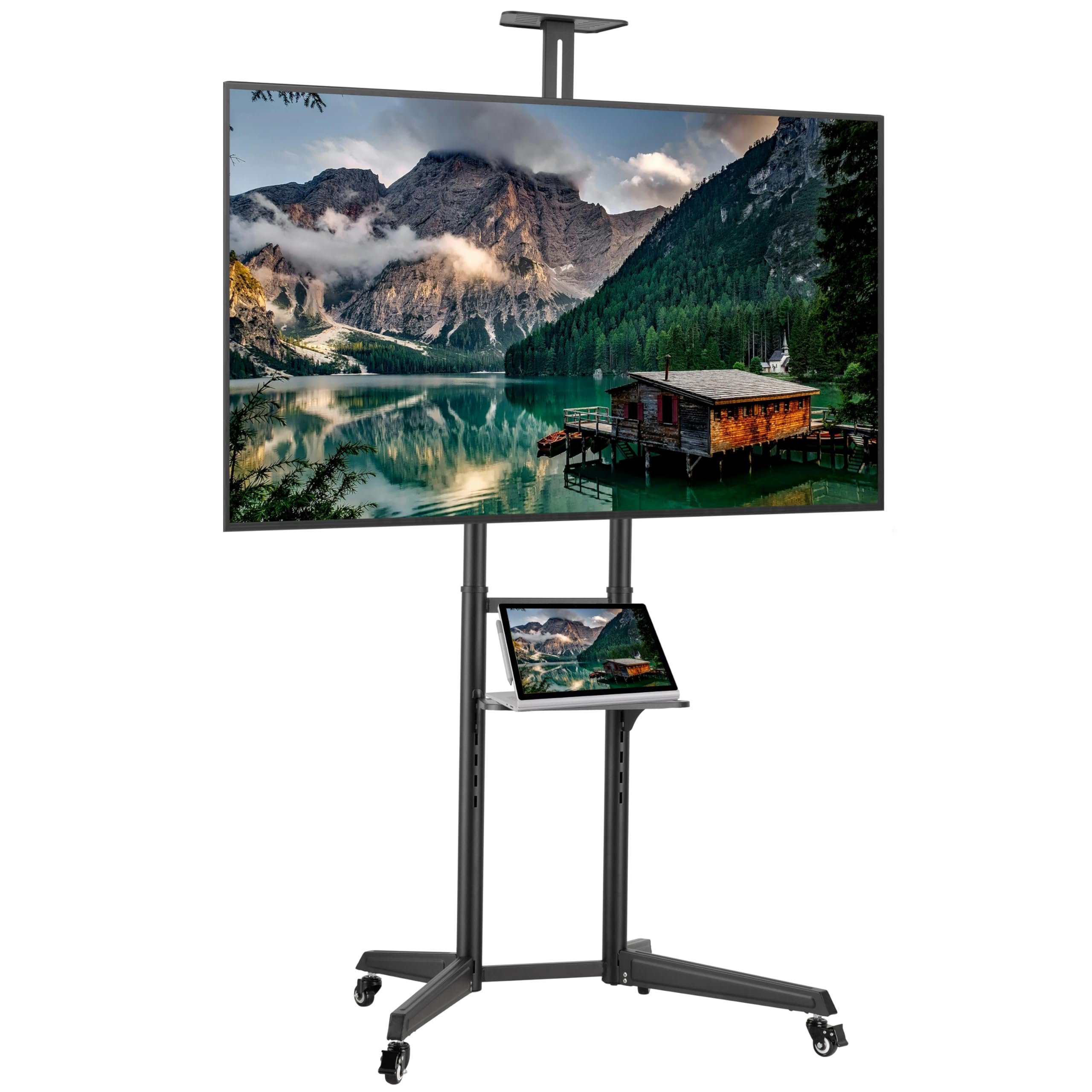 ProperAV Mobile TV Trolley Stand on Wheels for 37" - 70" Screens (50kg Capacity / VESA Max. 400x600)