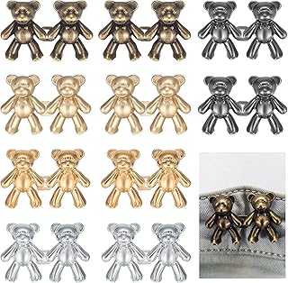 10 Pairs Bear Jeans Button Pins, Bear Tighten Waist Button Pins for Jeans, Cute Bear No Sew Detachable Adjustable Waist Buckle Extender Buttons for Loose Jeans Pants Skirts, 5 Colors
