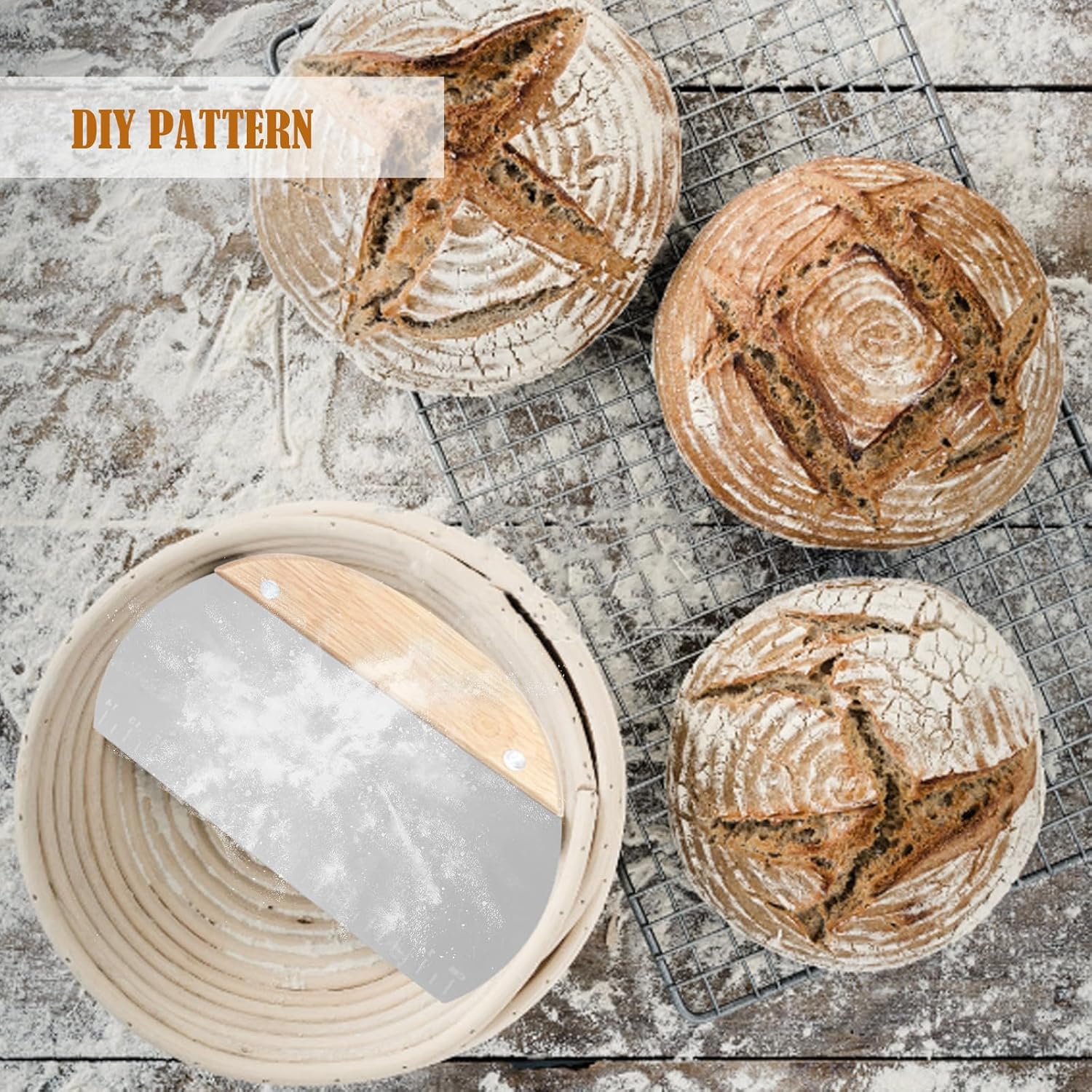Bread Proofing Basket Set of 2，8 Inch & 9 Inch Round, Ratten Basket Bowls with Bread Making Tools Supplies for Sourdough Baking Fermentation Basket Gift Kits.