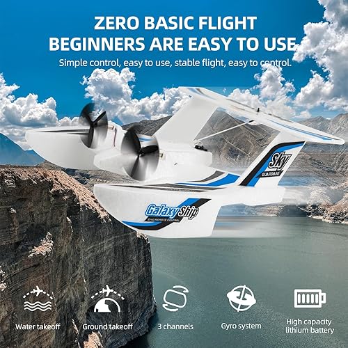 Miniatura 3 de QI XING Avión RC de 3 canales.2.4GH remoto fácil cotrol Fly, avión RC para agua, tierra y aire, aviones anfibios Tri-Phibian, avión RC para