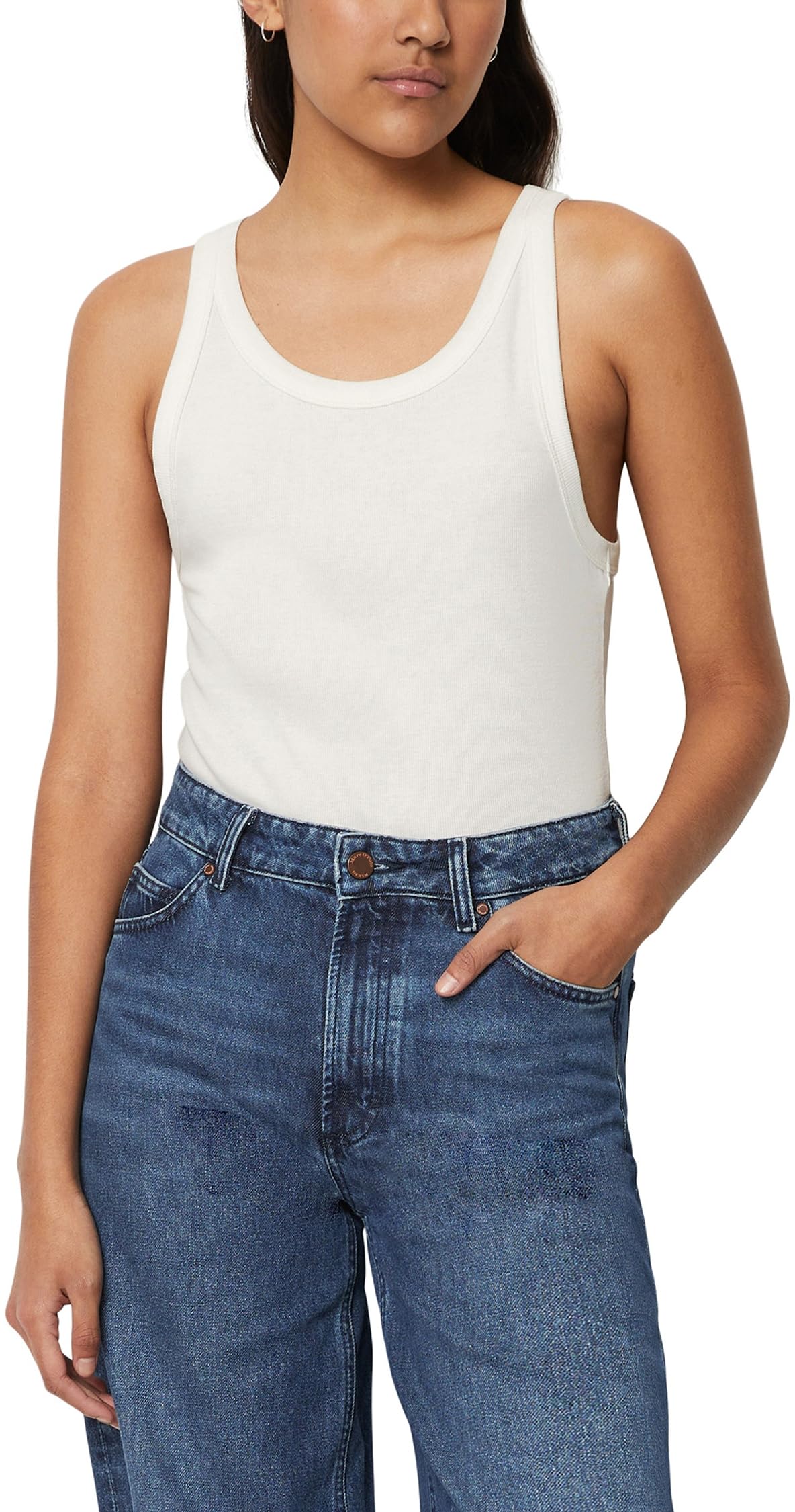 Marc O'Polo Denim Damen Tanktop mit Stretch-Anteil gerippt