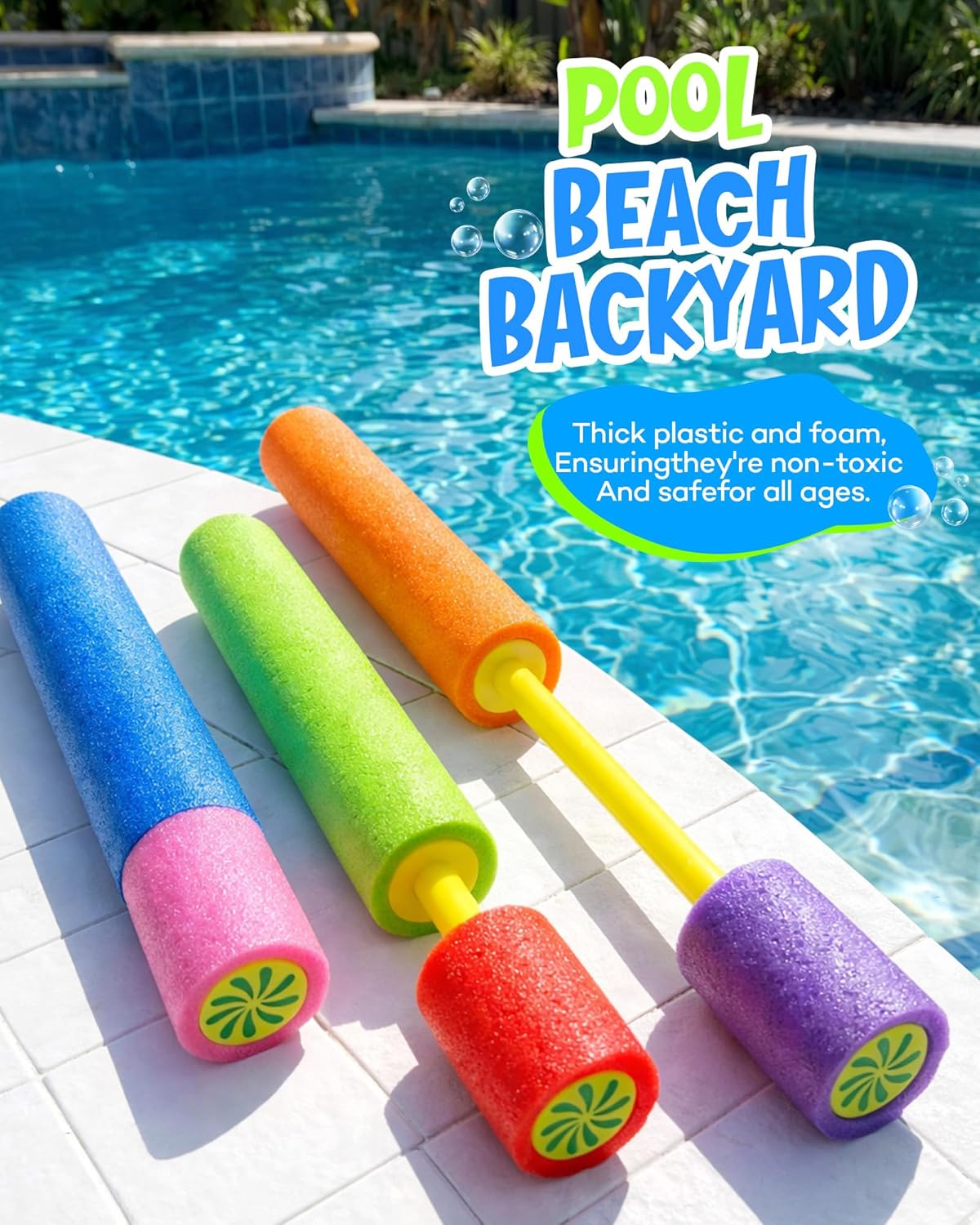 6-Pack Water Blaster Set, Summer Blasters Squirt Guns for Kids Outdoor Swimming Pool, Backyard, Beach Game Water Fighting Play Toys