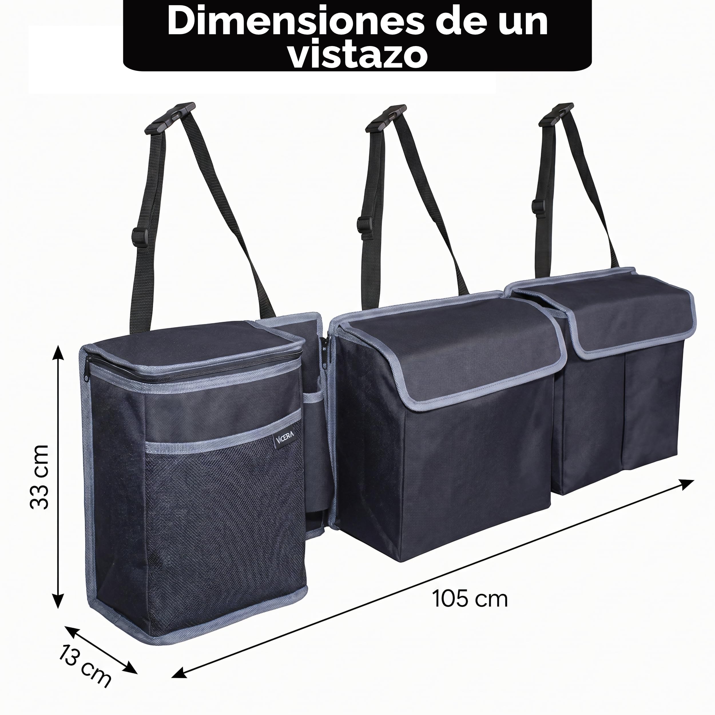 Vicera Organizador Maletero Coche • Bolsa Maletero Coche con Módulos Divisibles y Bolsa Nevera Integrada