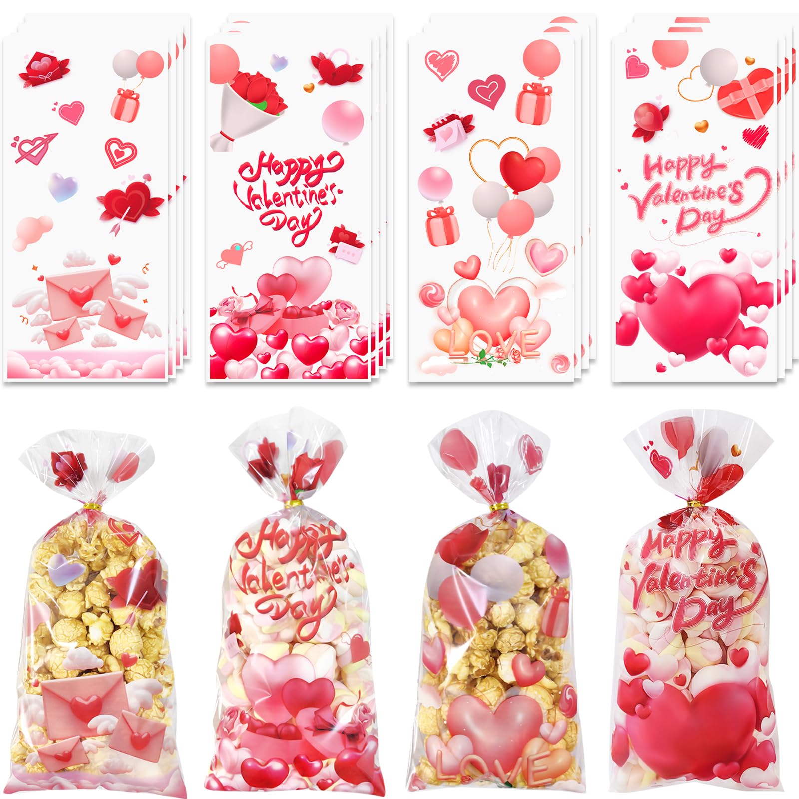 Amazon.com: Valentines Goodie Bags, 120Pcs Valentines Treat Bags with ...