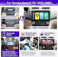 Vista 6 de Para Honda Accord 7th 2003 2004 2005 2006 2007 Android Car Radio Stereo Compatible con Android Auto Wireless Carplay 8core 1280X720 Pantalla táctil