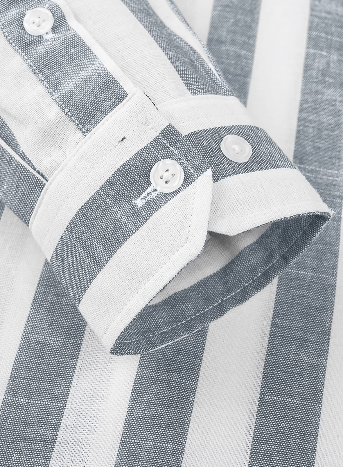 Meilicloth Camicia Uomo a Righe Cotone Manica Lunga Casual Lino Trama Western Regular Fit