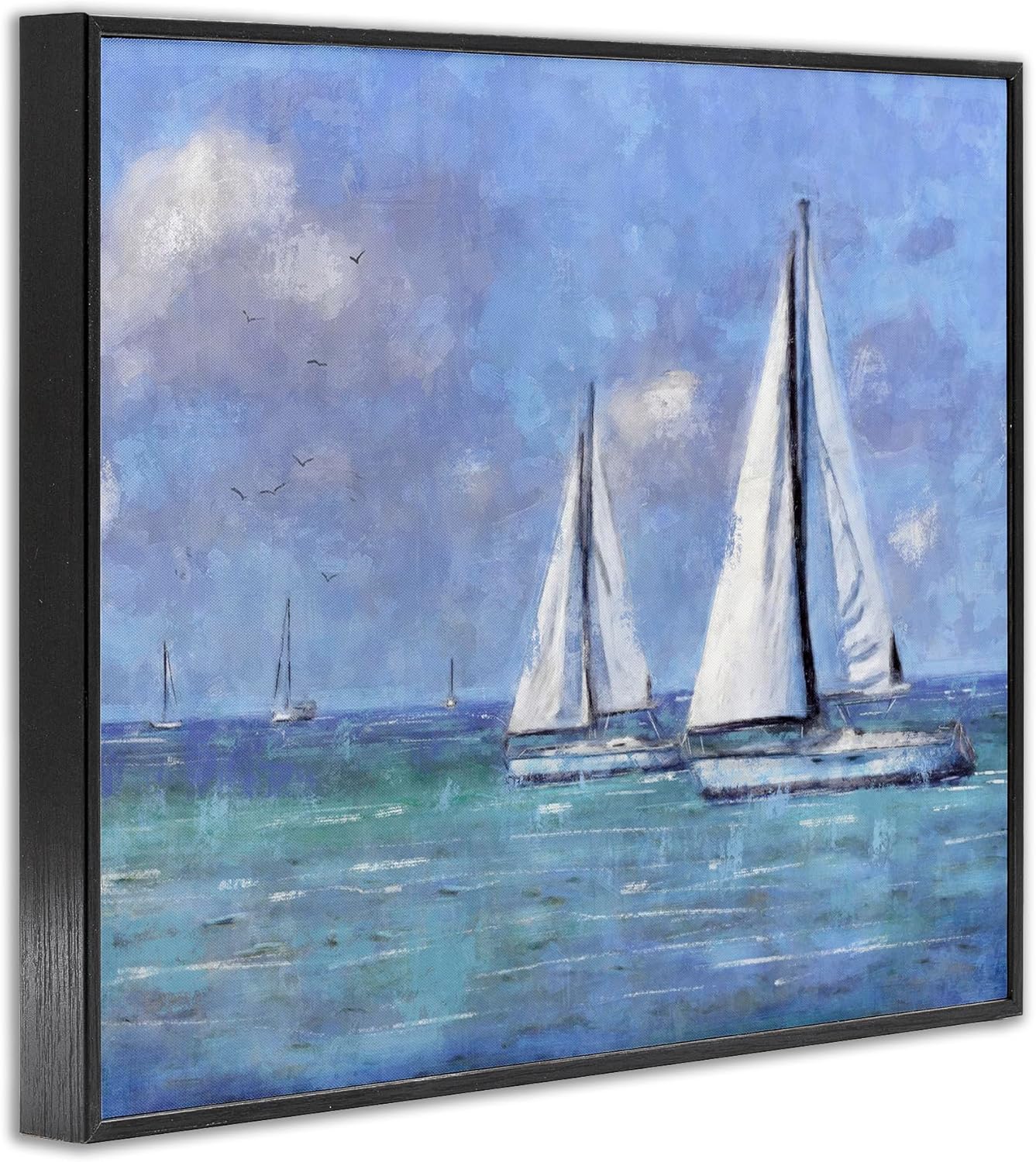 Stupell Industries Sailing Day Sailboats Framed Giclee Art Design by Nina Blue
