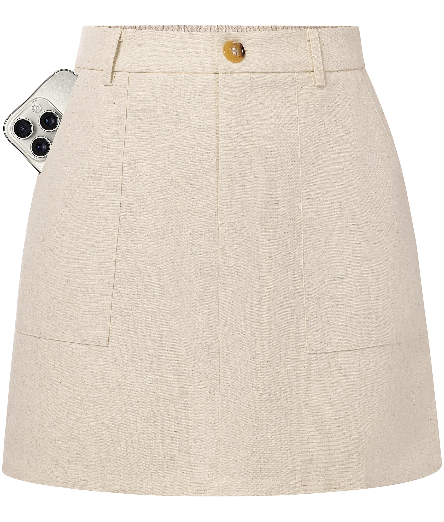 Kate Kasin Women Linen Mini Skirt