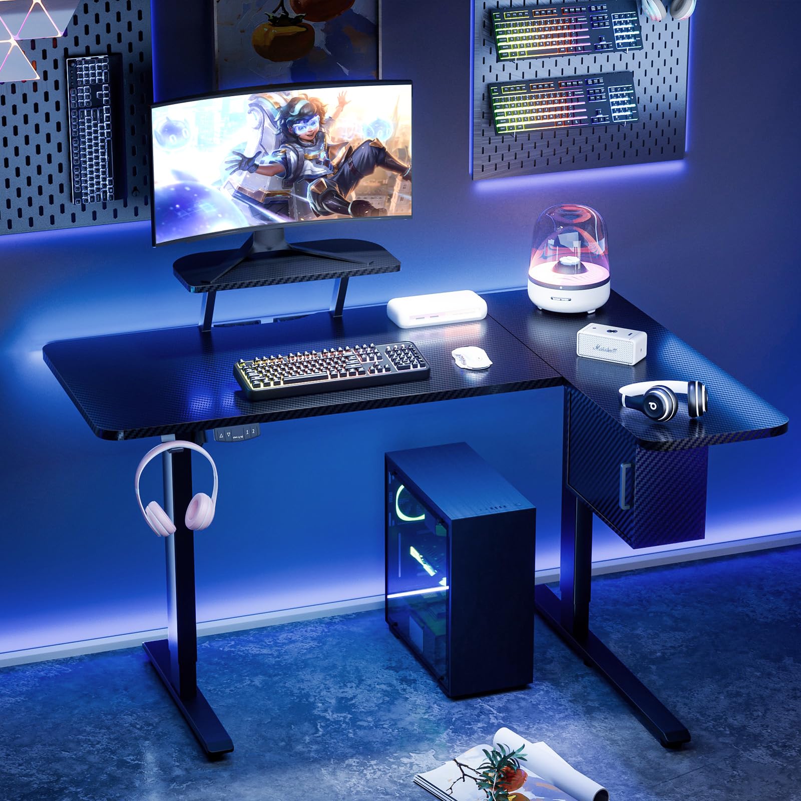 Amazon.co.jp: GTPLAYER ゲーミングデスク 電動昇降式 キャビネット