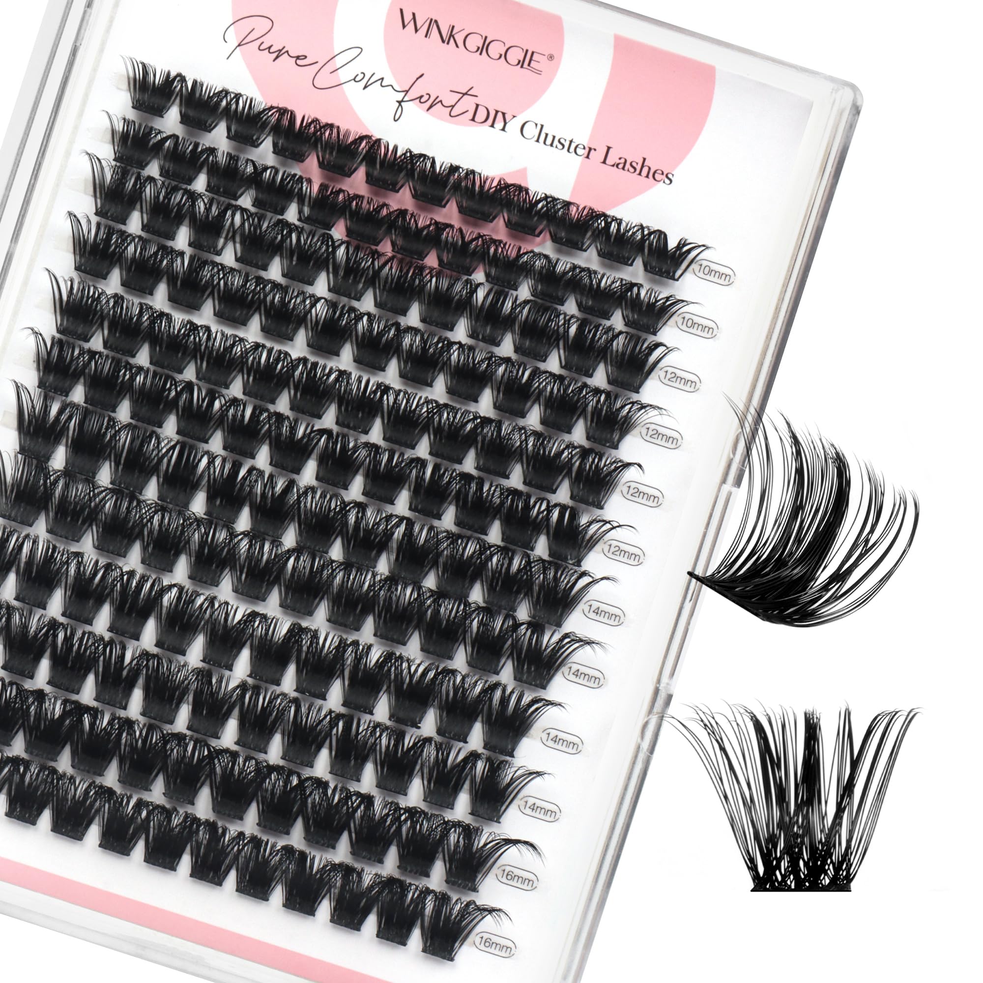 Winkgiggle Lash Clusters Volume Wispy Eyelash Clusters 10-16mm D Curl Natural Lashes Clusters DIY Individual Lash Extensions with