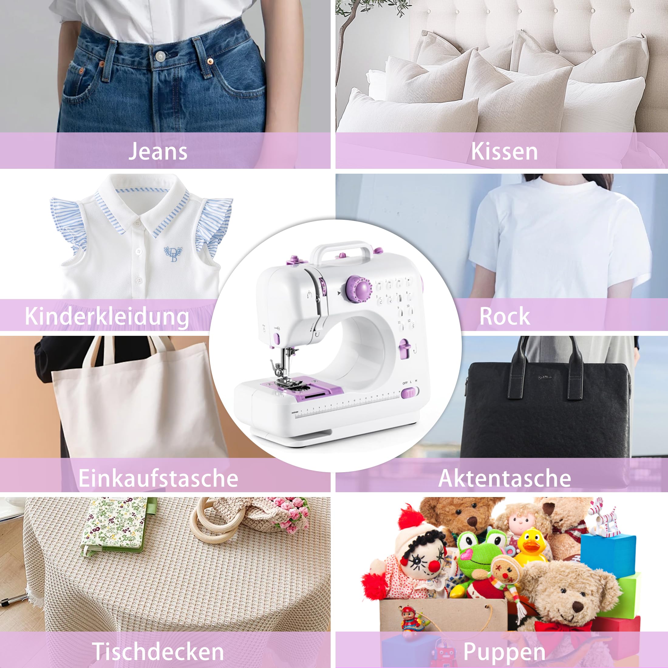 Máquina de Coser con Mesa de Extensión, Mini Máquinas de Coser Eléctrica Portátil, 12 Máquinas de Coser con Luz LED, Kit de Accesorios de Costura, Ideal para Ropa, Fundas de Almohada, Sábanas