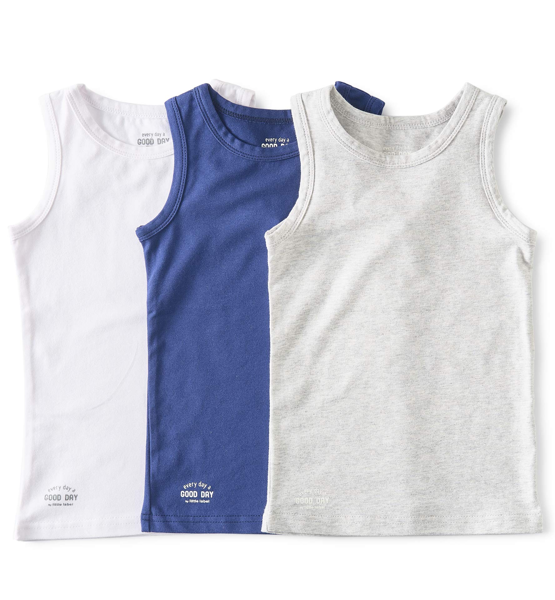 little label - Kinder Unterhemd Jungen 3er-Pack - Unterwäsche Jungen Tanktop - Jungen Untershirt Slim fit lang Größen 92 bis 164 - Bio-Baumwolle
