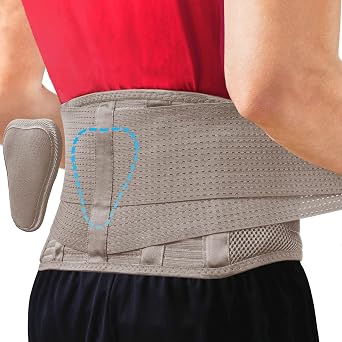 Sparthos Back Support Belt - Immediate Relief from Lower Back Pain, Sciatica, Herniated Disc - Breathable Brace With Lumbar Pad - For Men & Women - Fits 3138 Waist Taupe-Small, Check Sizing
