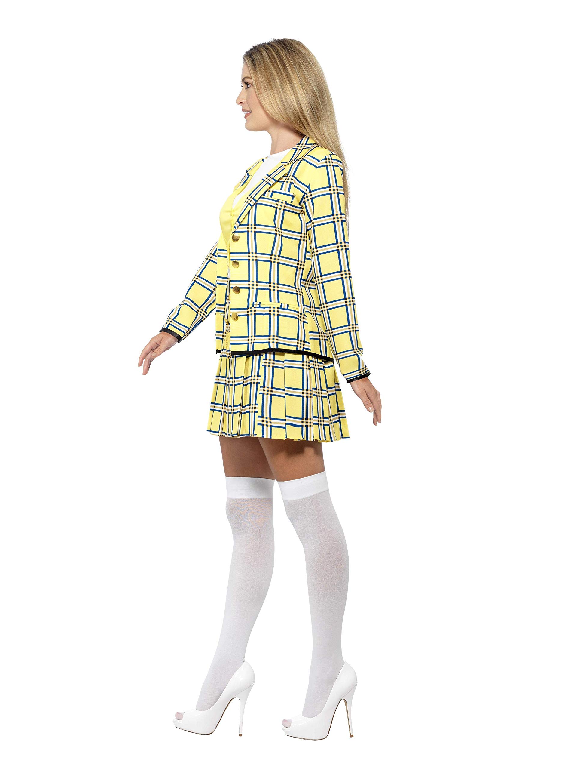 Smiffys Clueless Cher Costume in Yellow for Adults, Jacket, Top, Skirt, and Knee-High Socks, Officially Licensed, Iconic Fitted Blazer and Elasticated Skirt, Ideal for Groups and Students