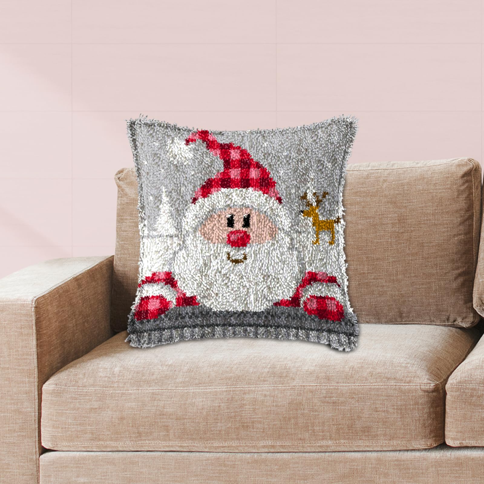 Kit Coussin Crochet Loquet DIY – Motif Bonhomme De Neige 3D, 43x43 Cm, Pour Débutants Et Adultes