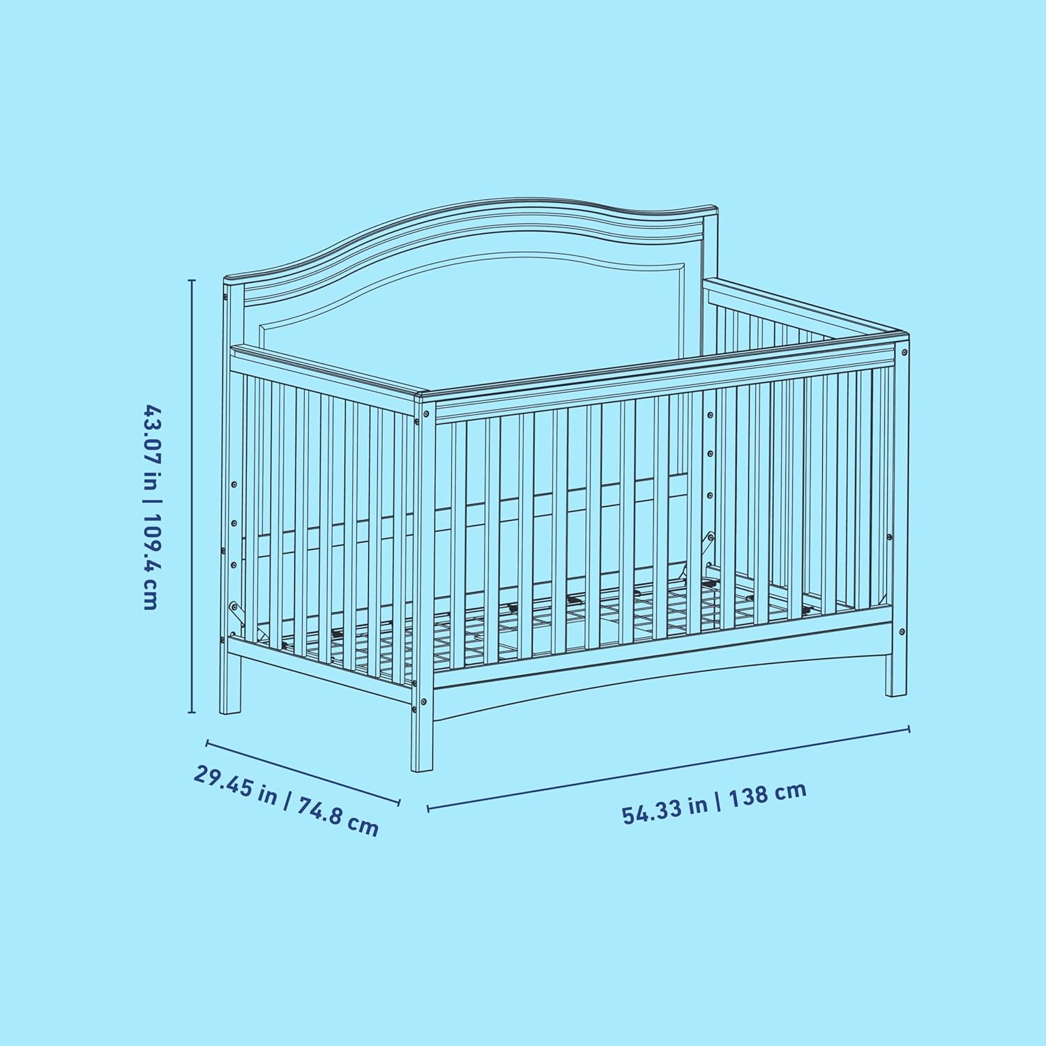Graco Paris 4-in-1 Convertible Crib – GREENGUARD Gold Certified, Converts to Toddler Bed and Daybed, Fits Standard Full-Size Crib Mattress, Adjustable Mattress Support Base (Blush)