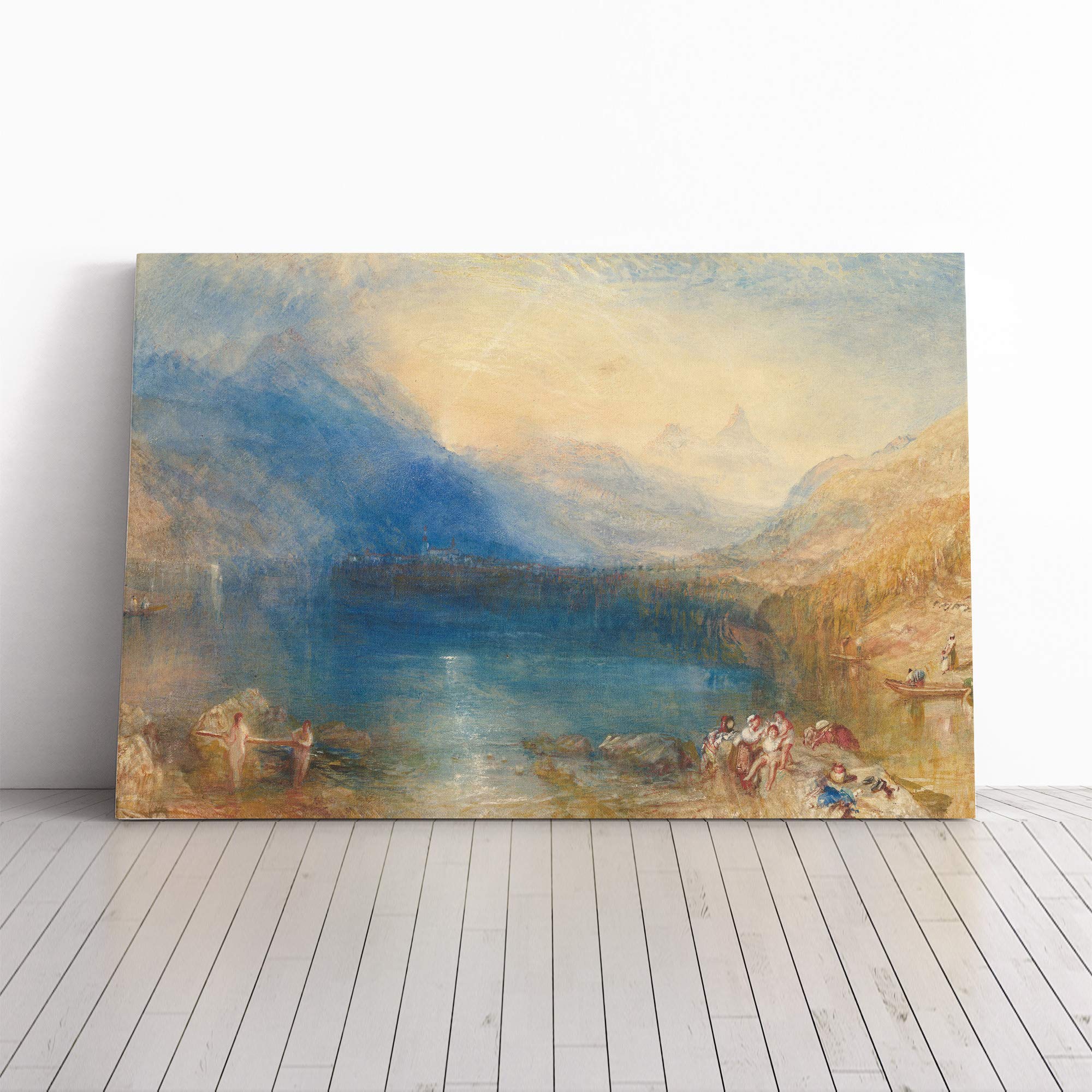 Joseph Mallord William Turner Lake of Zug Canvas Print | Gallery Wrapped 30mm Frame Wall Art | 20x14 inches | Ready to Hang | Contemporary Landscape Picture | Living Room Bedroom Lounge Office