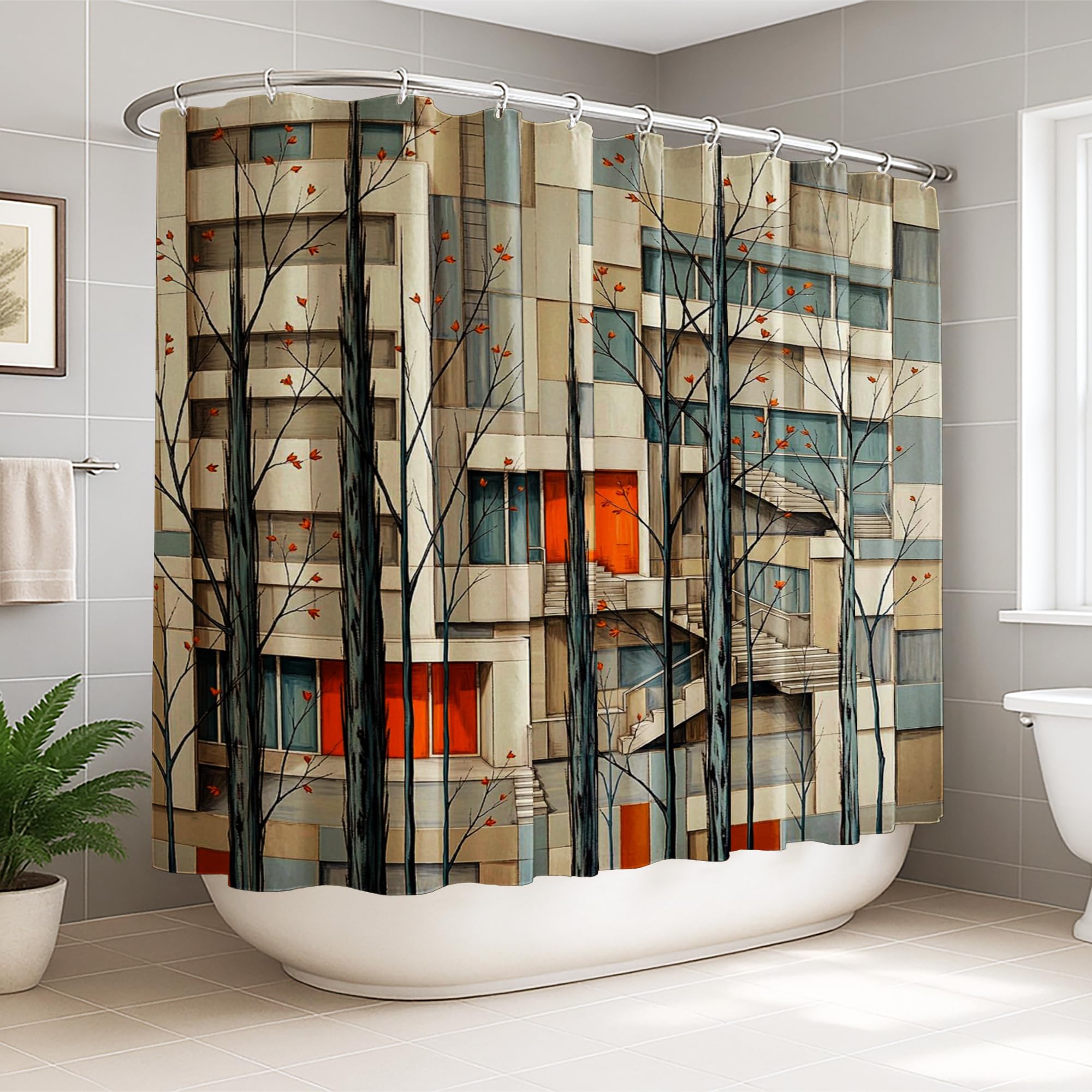 Rideau de douche extra large 274x183 cm orange avec crochets inclus