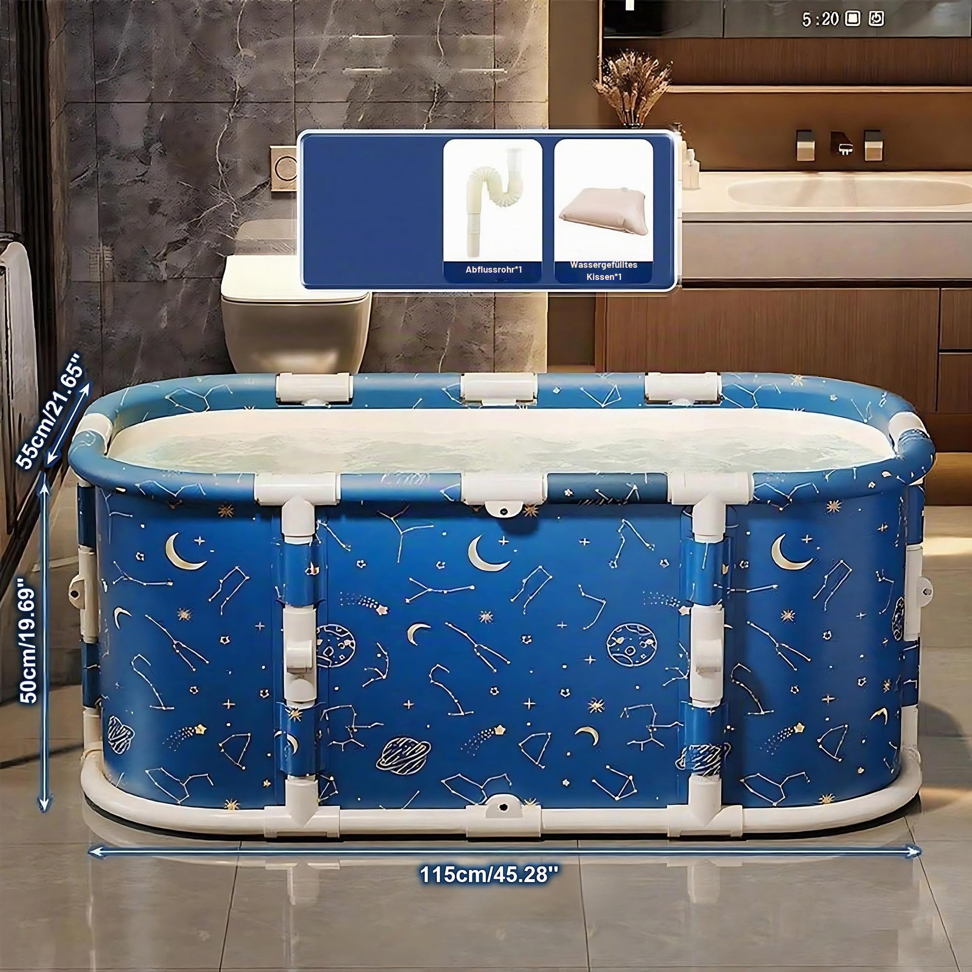 AYES Tragbare Faltbare Eis/Heißbadewanne, Große Tragbare Badewannen für zu Hause – Freistehende Badewannen für Duschen, Heißbäder, Heißwasser-SPA und Kaltwassertherapie-Training