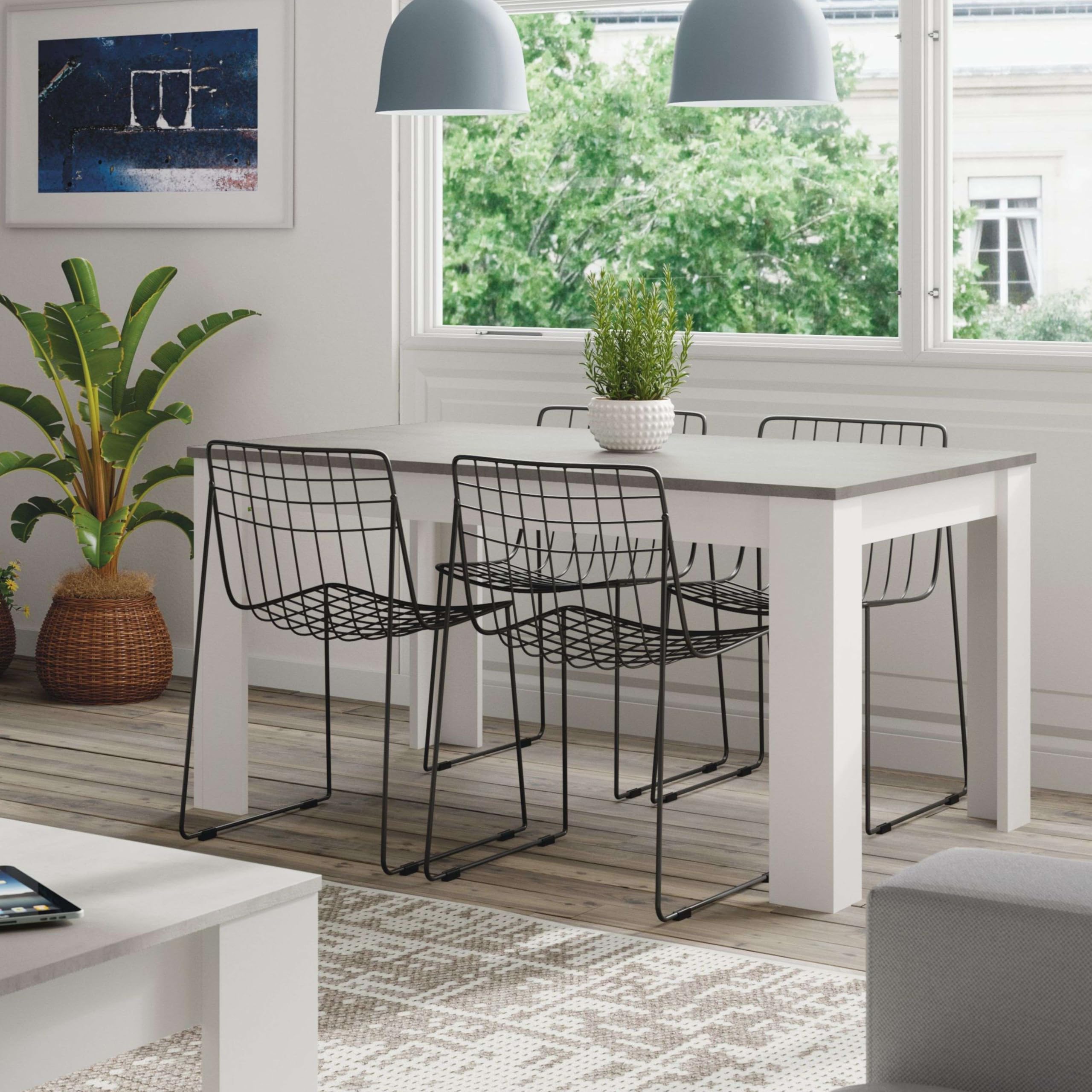 13Casa Granada B10 Tavolo allungabile, Melamina, Bianco/Grigio, 140 x 90 x 78
