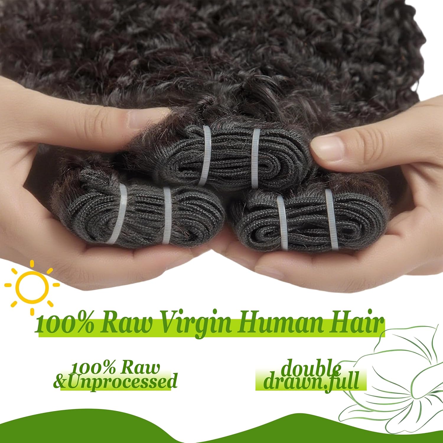 Burmese Curly Bundles Human Hair 22 24 26 Inch Water Wave 3 Bundles 3C4A Deep Curly Weft Wet and Wavy 100% Unprocessed Brazilian Virgin Hair Weave for Women Natural Black