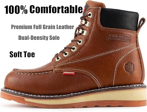 Miniatura 2 de SUREWAY 6" Men's Heavy Duty SoftCompositeSteel Toe Work BootsShoes for Men,Goodyear Welt Comfortable Durable Construction Boot,Superior