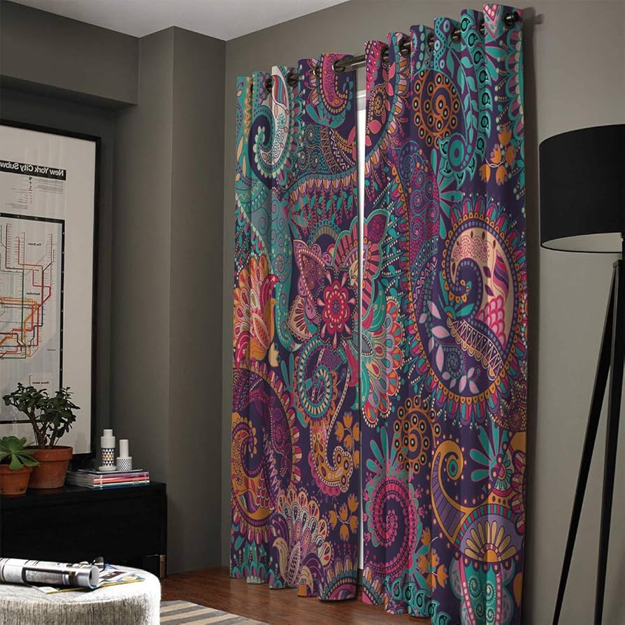 Amazon｜FortuneHouse8 遮光カーテン 断熱 インド風 ボヘミアン