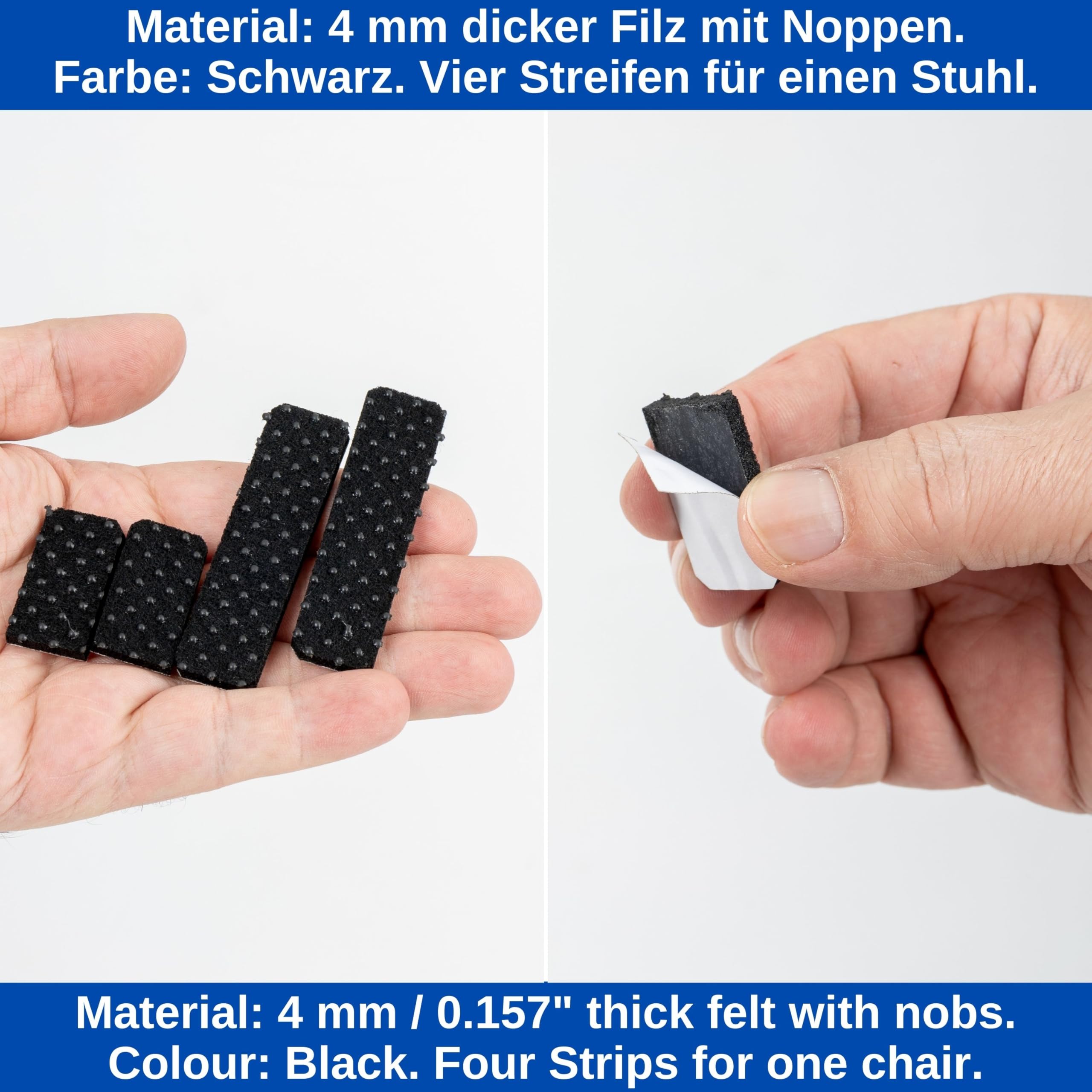 Felt glides with nubs for highchair 1 set, compatible with HAUCK ALPHA+ and BETA+ highchair with castors, in black - Image 3