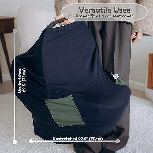 Miniatura 6 de Funda de lactancia de bambú prémium para lactancia materna 6 en 1 con 2 bolsillos, privacidad 360, cubierta de alimentación, chal de lactancia suave