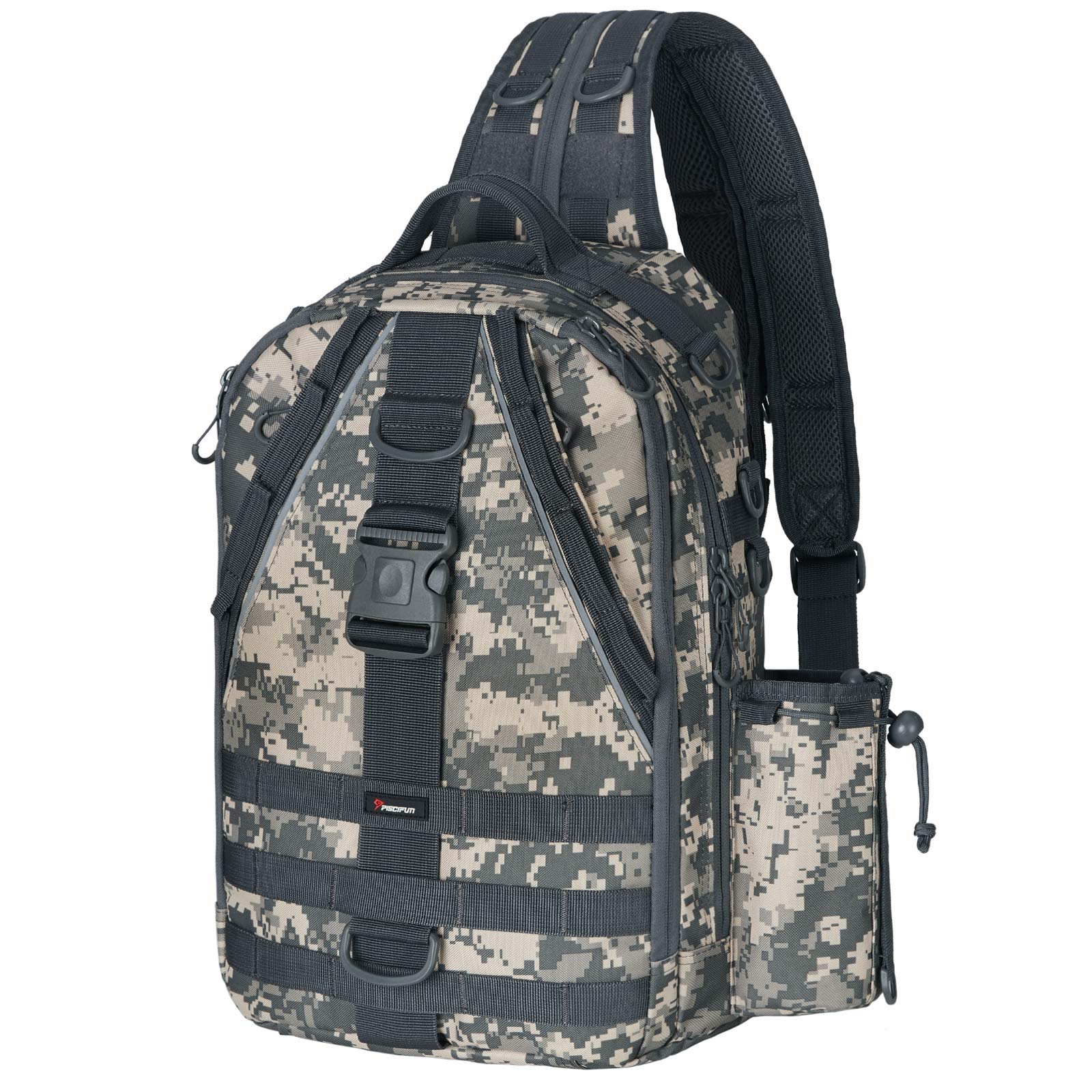 Piscifun Fishing Tackle Backpack with Rod & Gear Holder, Lightweight Outdoor Water-Resistant Fishing Shoulder Storage Bag