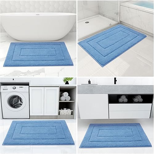 Miniatura 8 de Buganda Tapetes de baño, 24 x 16 pulgadas, microfibra suave y absorbente, antideslizante y esponjoso, lavable a máquina, para suelo de baño, bañera