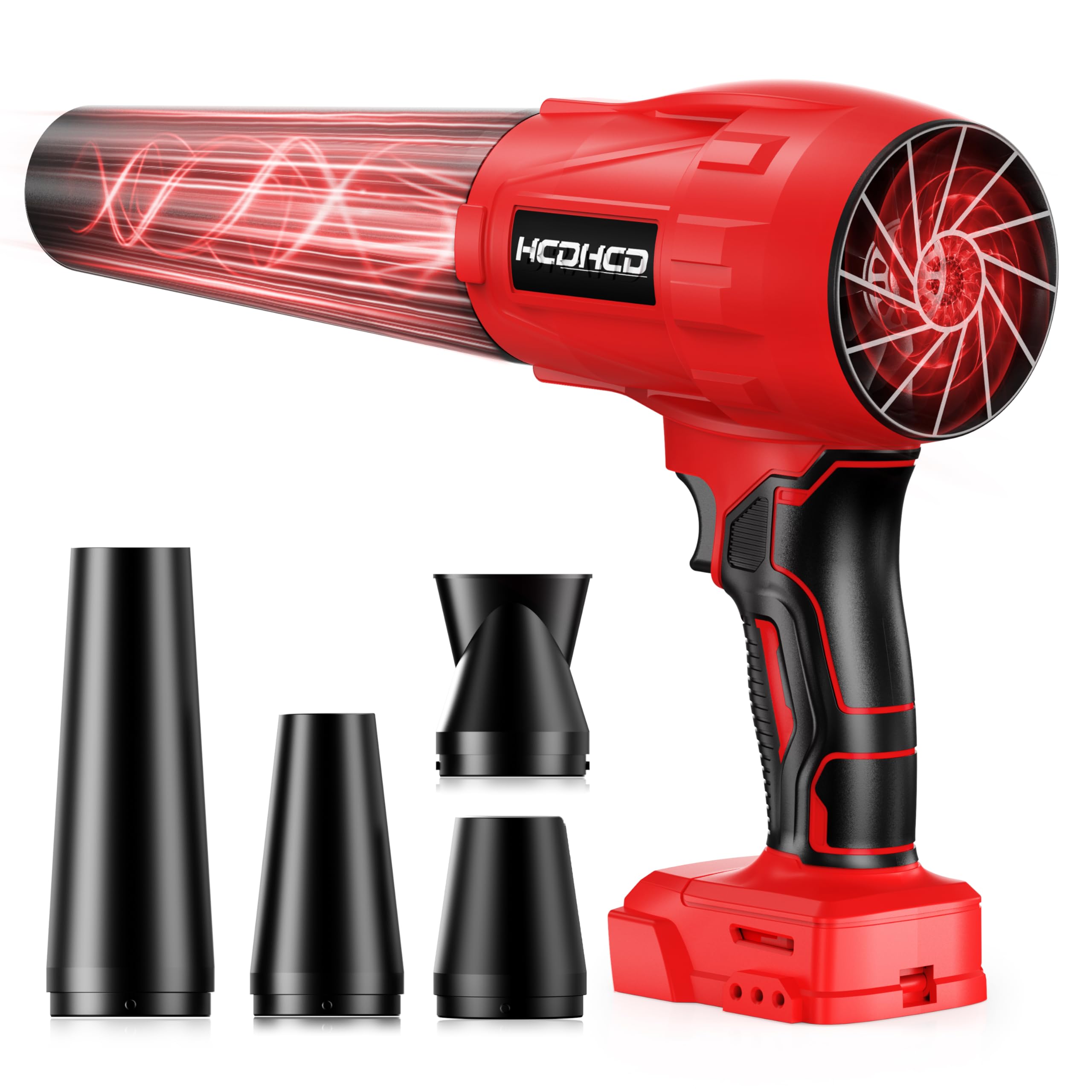 Photo 1 of ** MISSING BATTERY ** Cordless Leaf Blower Compatible with Milwaukee 18V Battery, 720 CFM 180 MPH Handheld Turbo Jet Blower with 4 Nozzles for Yard Care, Car Drying, Electric Blower (Tool Only)