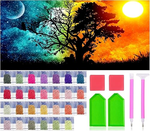 JesMolla Kit de pintura de diamante cuadrado completo 5D por números para adultos, kits de pintura de diamantes cuadrados de taladro completo, kit