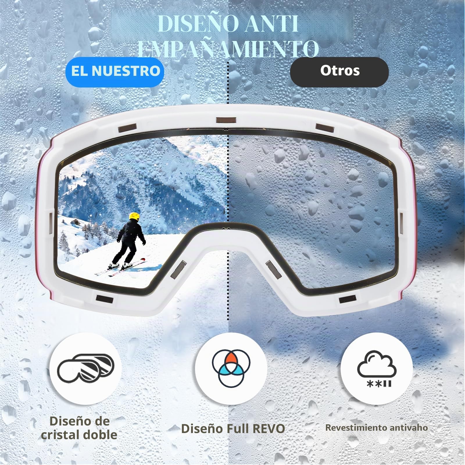 VCOROS Gafas de Esquí con Magnético Lentes Intercambiables YH879B para Ski | Gafas Esqui OTG para Unisex Ajustable Tamaño Anti-Niebla Protección UV Snowboard Nieve Espejo para Ciclismo