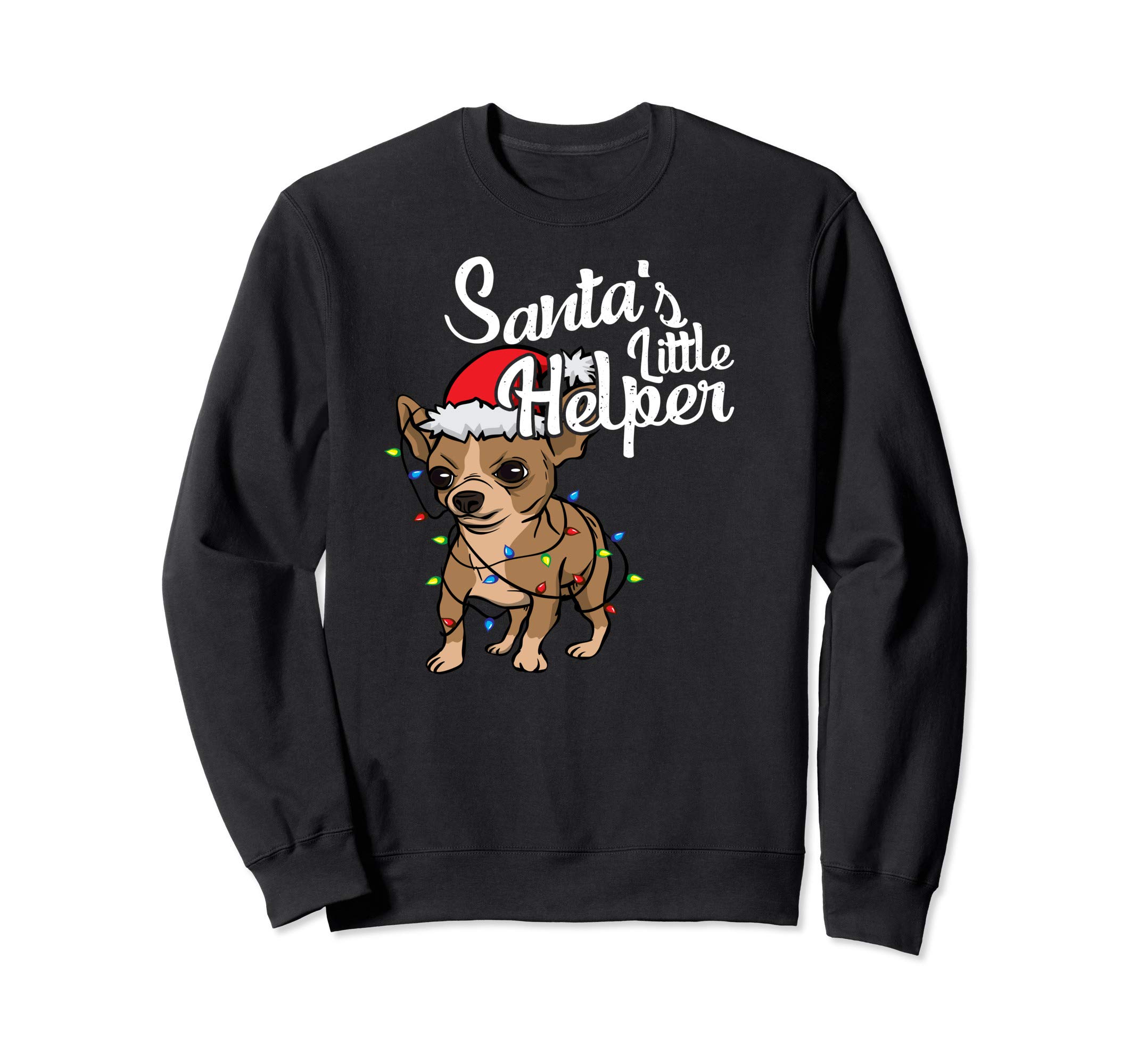 Santa's Little Helper Cute Chihuahua Lover Christmas Sweatshirt, Black