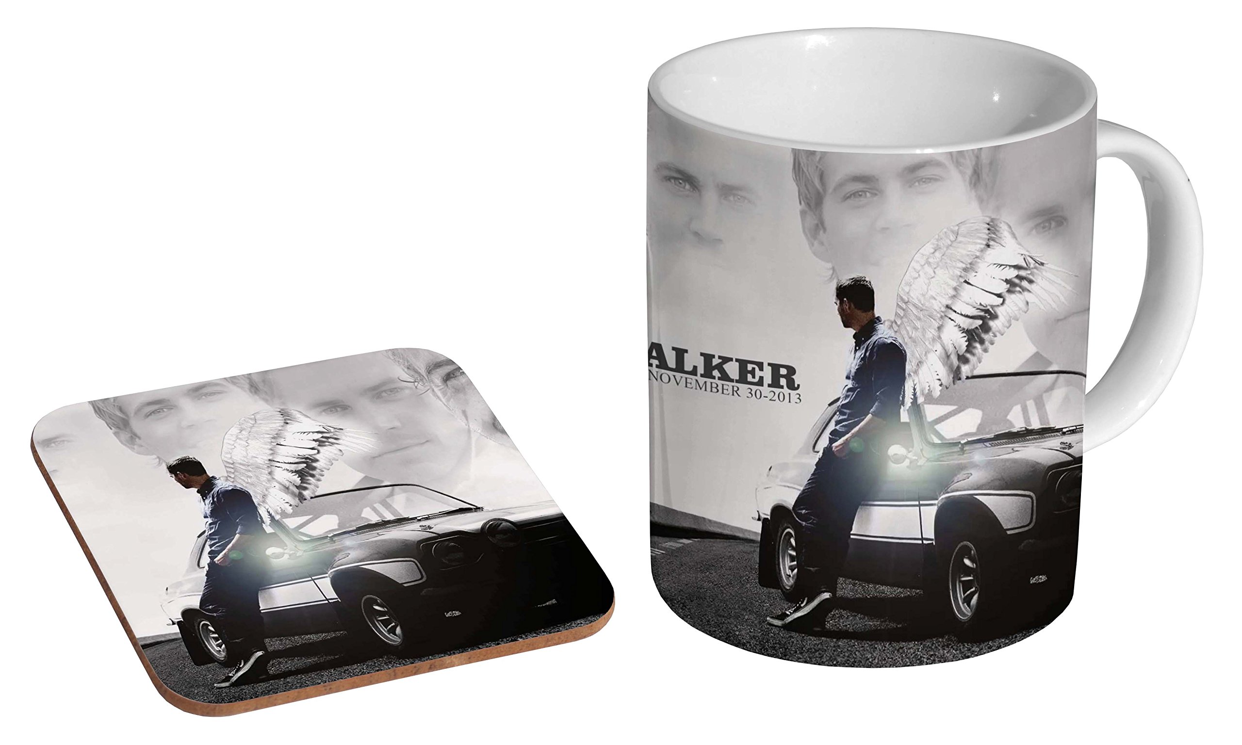 Mugmart White Paul Walker Rip Wings Ceramic Coffee Mug + Coaster Gift Set …