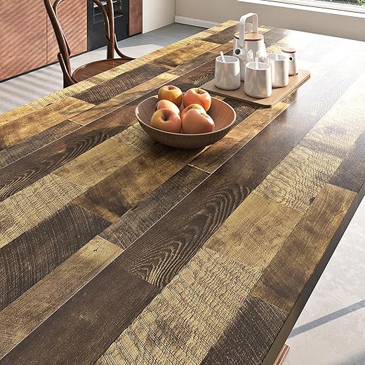 FunStick Brown Wood Contact Paper for Countertops Cabinets Waterproof Wood Wallpaper Peel and Stick Butcher Block Countertop Contact Paper Removable Wooden Grain Wall Paper Vinyl Wrap for Desk 16"x80"