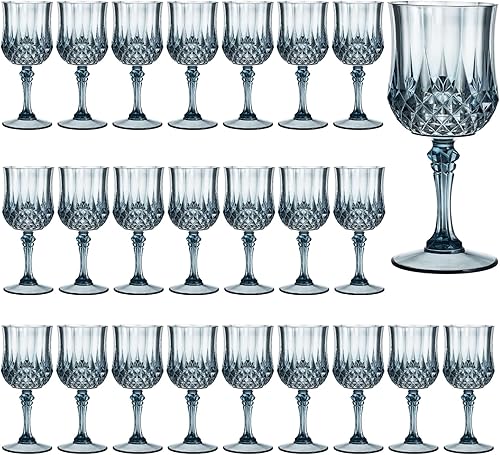 Miniatura 15 de 7 onzas de vasos de vino de plástico, 24 piezas de copas transparentes reutilizables vintage para champán, vasos de agua de cristal de plástico para