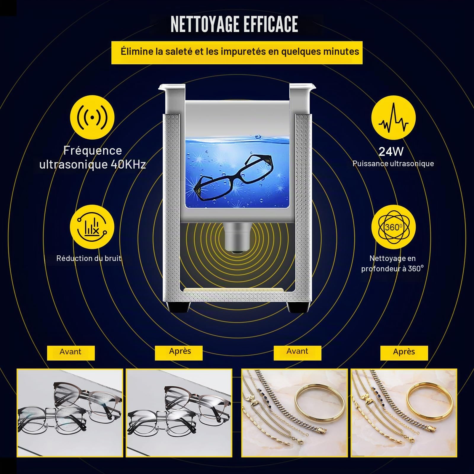 VEVOR Machine de Nettoyage à Ultrasons 0,8 L, Professionel ,Écran Affichage LED 220 V, Nettoyeur Acier Inoxydable pour le Nettoyage des Bijoux Pièces de Monnaie Lunettes