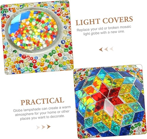 Miniatura 8 de DOITOOL Elegante pantalla decorativa para el hogar, pantalla de cristal de reemplazo para lámparas de mosaico, cubierta de lámpara de mesa de diseño