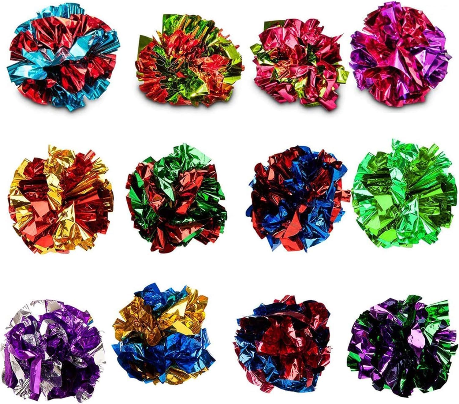 SunGrow 12 Pack Cat Crinkle Balls - 2 Inch Toys for Indoor Pets - Keep Your Feline Energetic &amp; Excited with Vibrant Colors, Lightweight Design for Long-Lasting Fun, Perfect for Playtime
