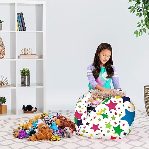 Miniatura 226 de Posh Funda de Silla Puf Rellenable para Almacenamiento de Animales de Peluche para Niños - Organizador de Juguetes Infantiles, Grande-38 - Lona