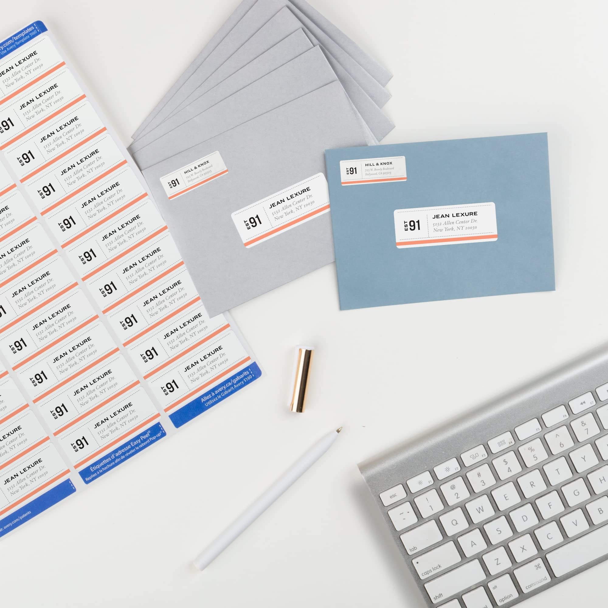 Avery 5160 Etiquetas autoadhesivas blancas para direcciones (blancas, autoadhesivas, láser, rectangulares con esquinas redondeadas, 3000 artículos, 100 hojas)
