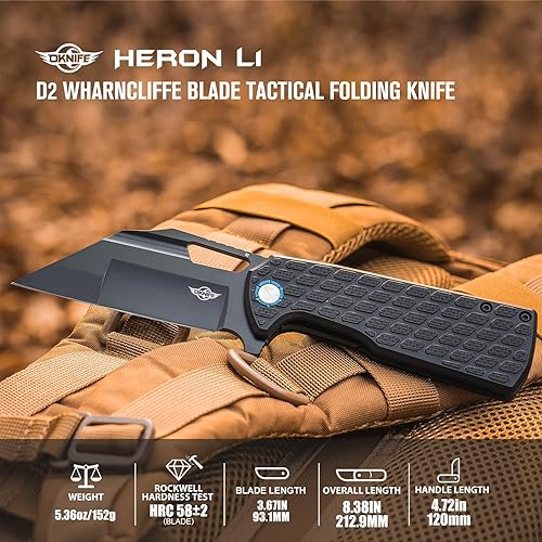 Miniatura 6 de OKNIFE Heron L1 - Cuchillo táctico plegable de bolsillo con hoja Wharncliffe de acero D2 con destornillador de bolsillo multibroca Otacle D1 EDC de