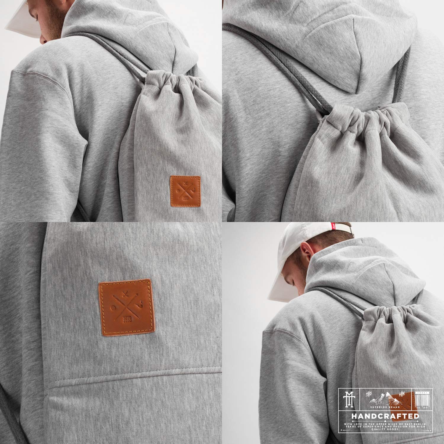 Manufaktur13 Sweat Sports Bag - Rough Jersey/Sweat Rucksack Hoodie Gym Bag Turnbeutel Sport Beutel Tasche M13